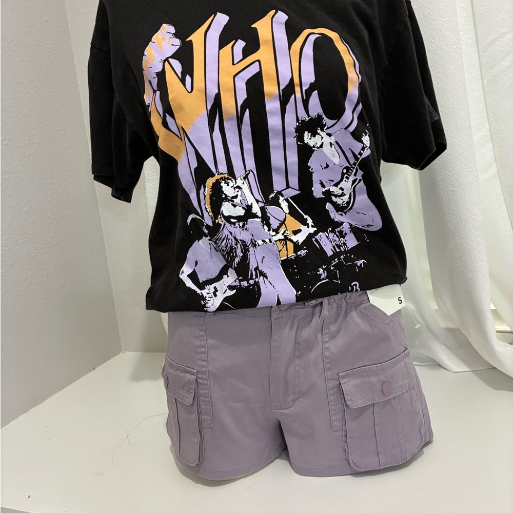 Aeropostale Black Graphic Tee with Purple and Orange Design